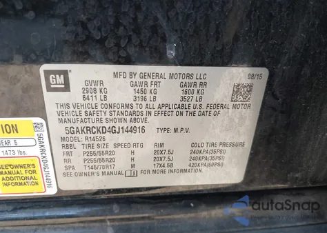 2016 Buick Enclave Premium из США, поврежденный, VIN 5GAKRCKD4GJ144916